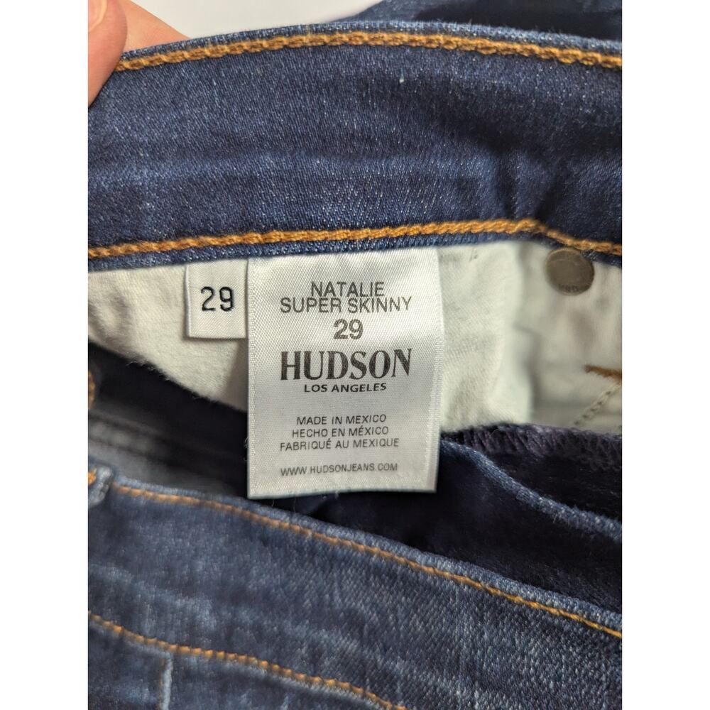 Hudson Natalie Super Skinny Jeans Womens 29 Denim Pockets Blue Medium Wash Zip - Picture 9 of 12